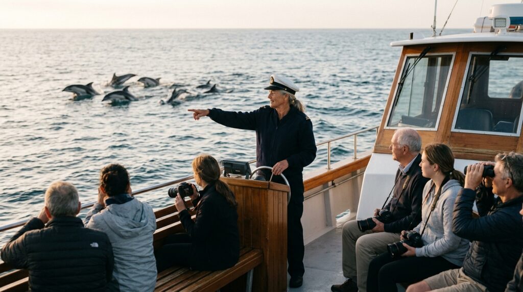 Expert-guided ethical dolphin watching with space for wild dolphins