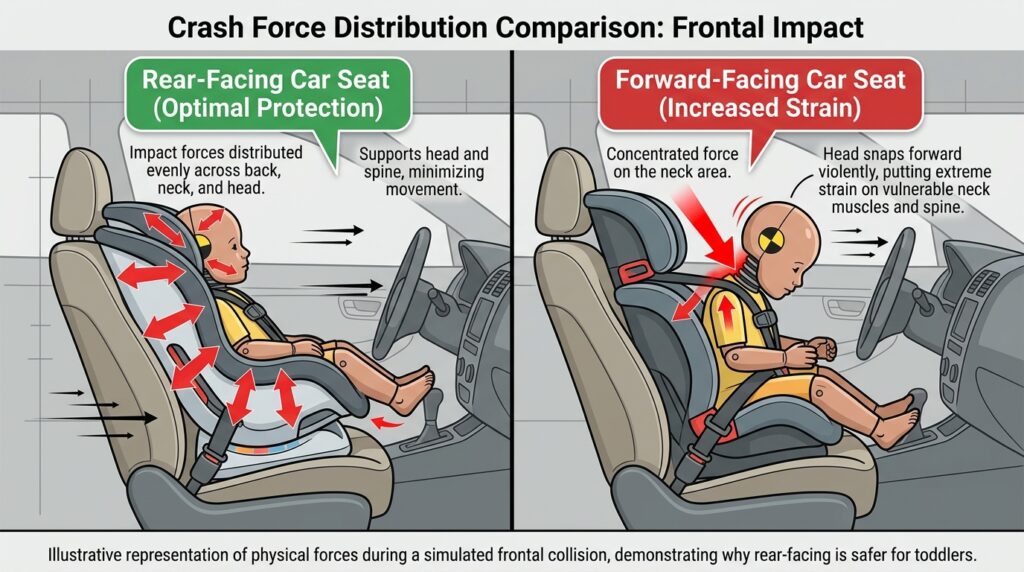rear facing versus forward facing car seat crash safety comparison