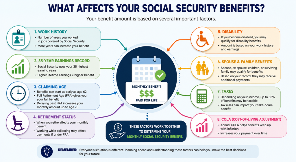 Factors that determine Social Security benefits and monthly payments