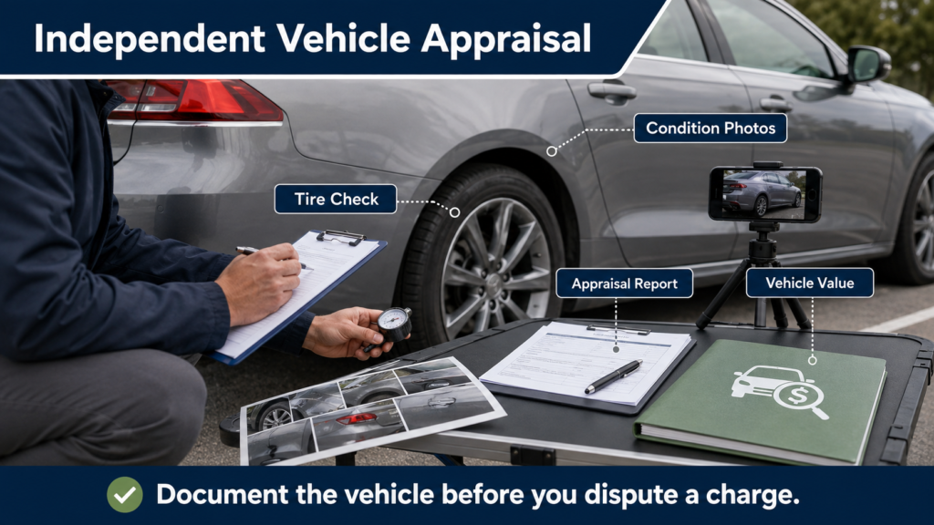 Independent appraisal of leased vehicle value for an early termination calculation