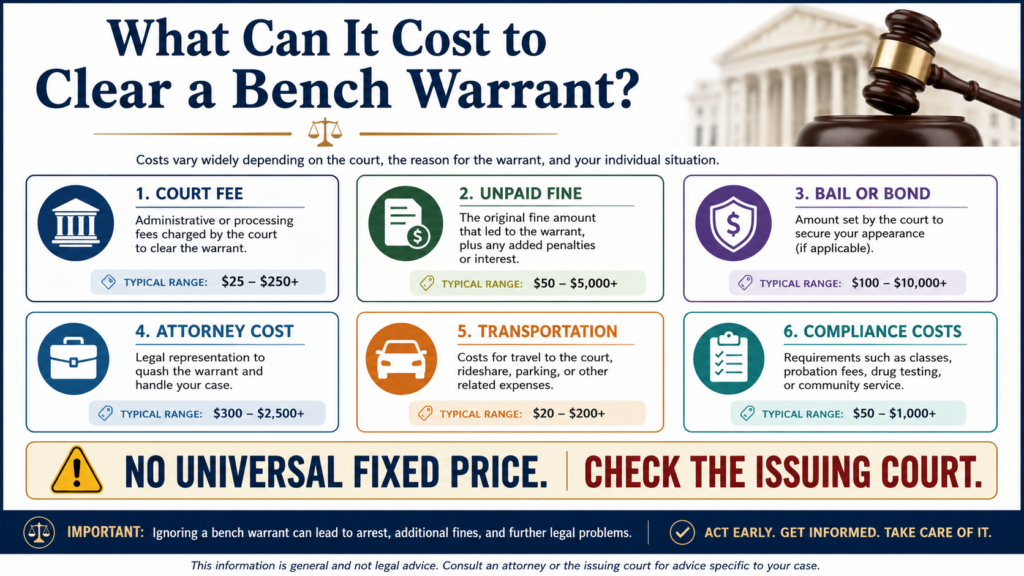 how much does it cost to lift a bench warrant