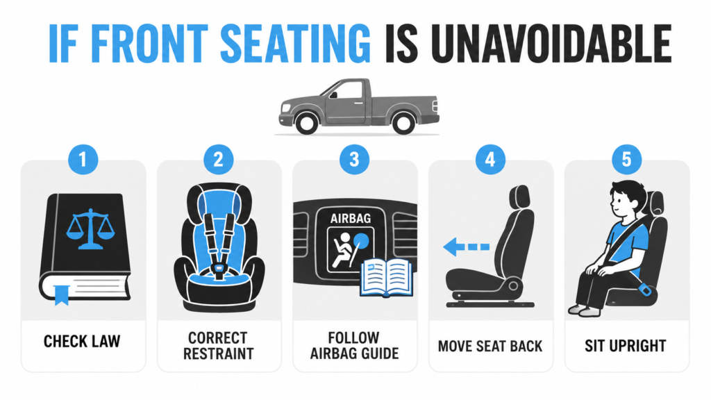 precautions when a child must ride in the front passenger seat