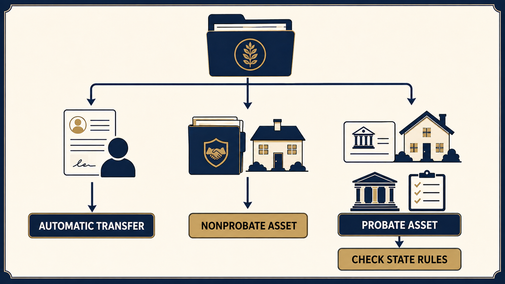 Decision process for determining whether estate assets require probate