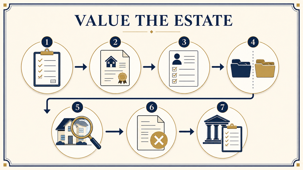 Steps for calculating the value of an estate for probate purposes