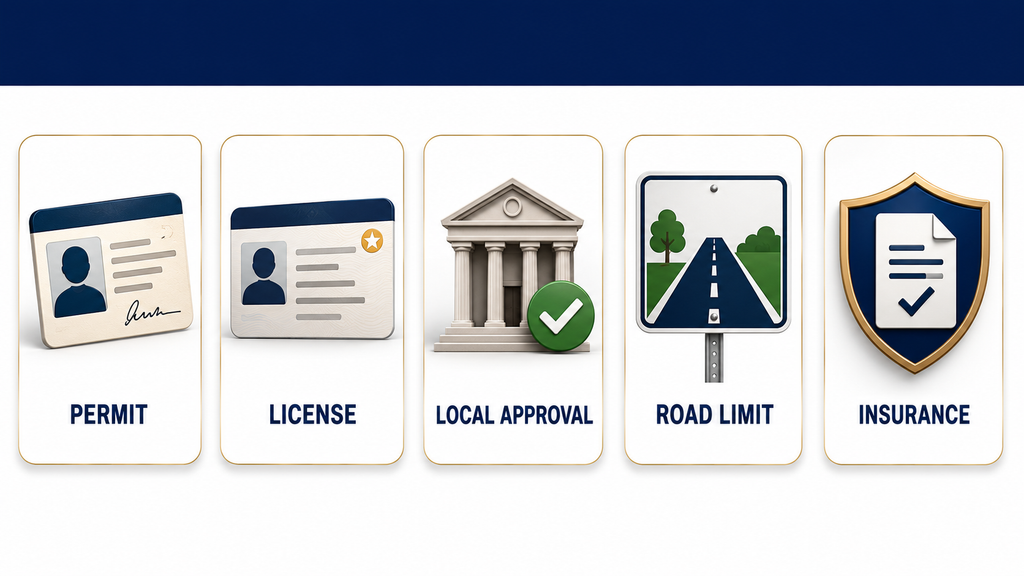 Examples of different golf-cart licensing and road requirements