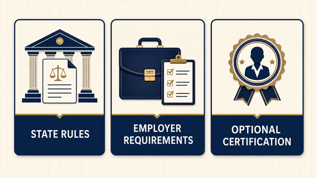 State rules, employer requirements and paralegal certification compared