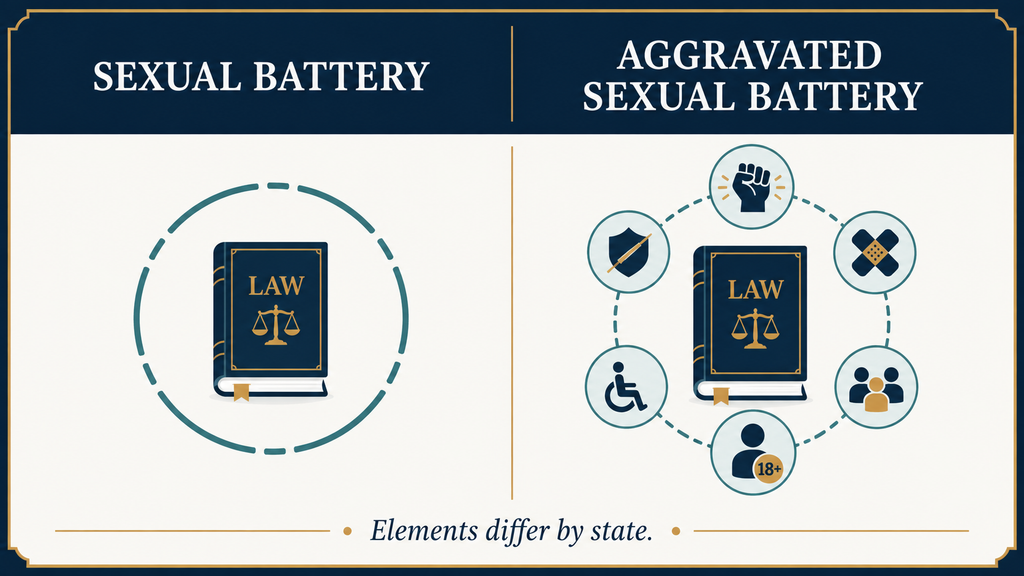 Factors distinguishing sexual battery from aggravated sexual battery
