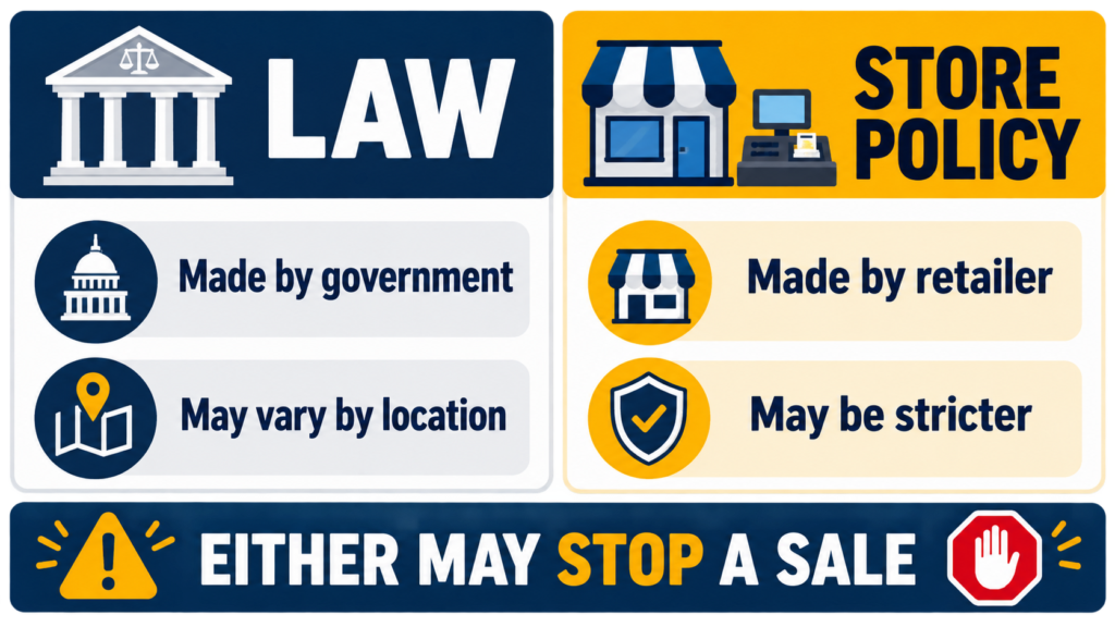 legal age requirement compared with a retailer lighter policy