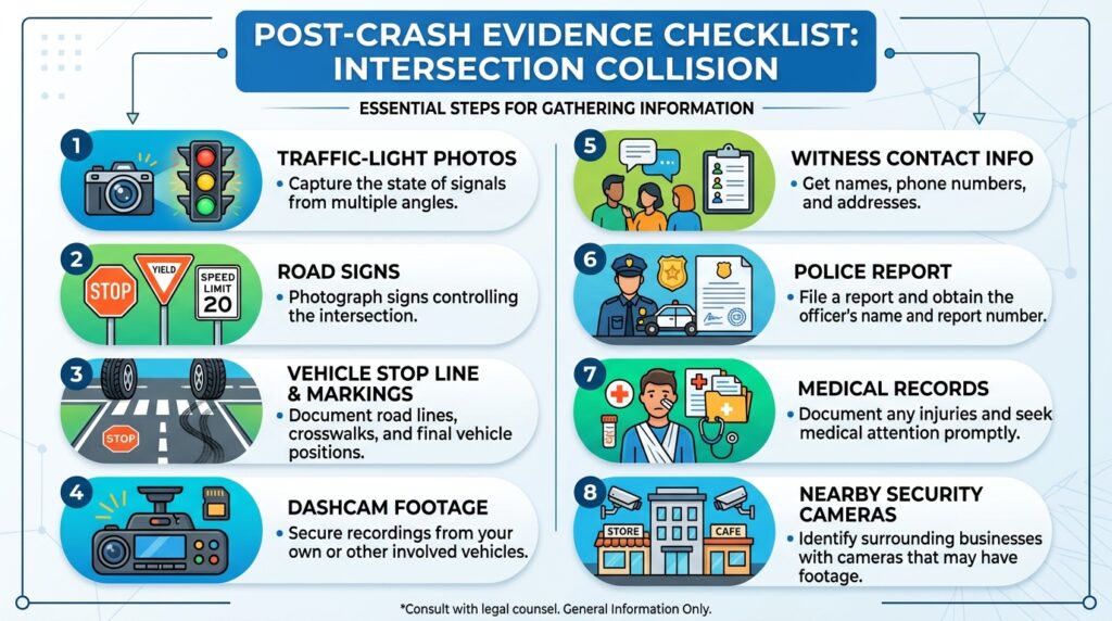 Evidence checklist after a right turn on red accident in Georgia.