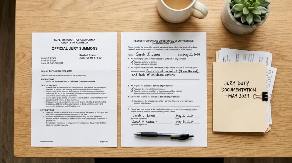 preparing jury duty excusal documents