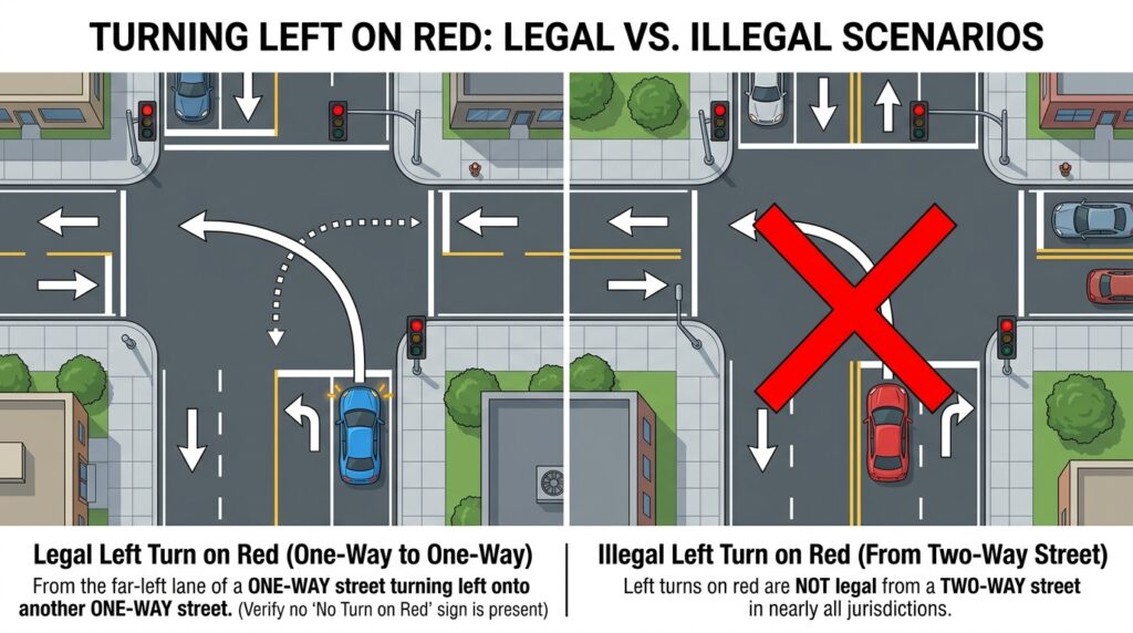 Can you turn left on red on a one way street in Georgia diagram.