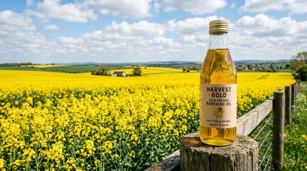 rapeseed field showing the source of canola oil in Europe
