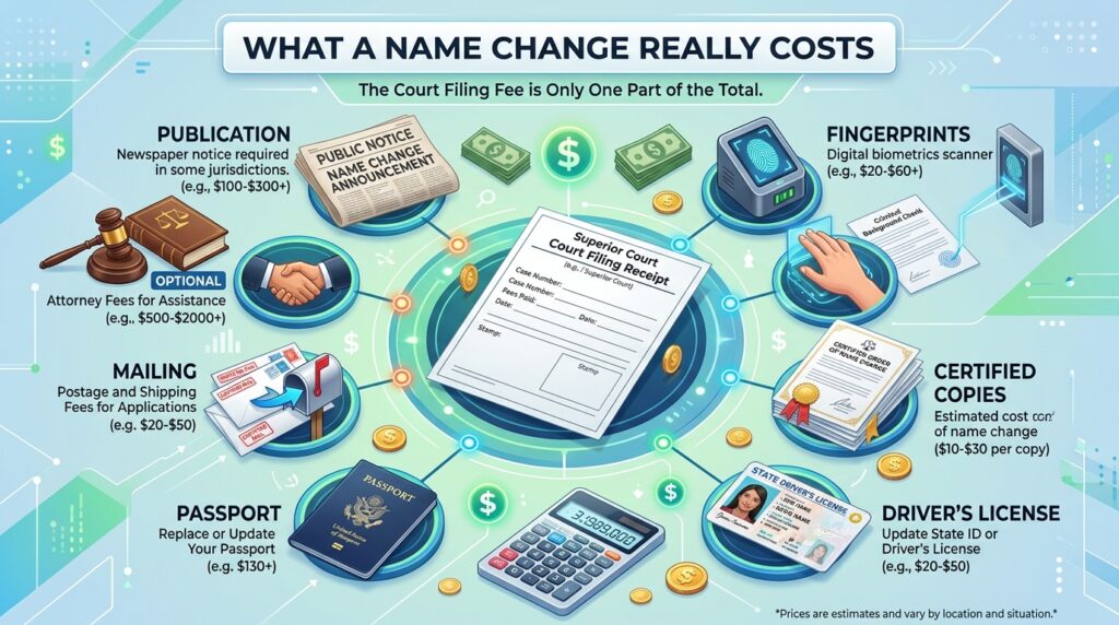 How much does it cost to change your name cost breakdown infographic