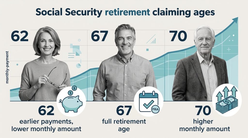 Social Security claiming age 62 vs 67 vs 70