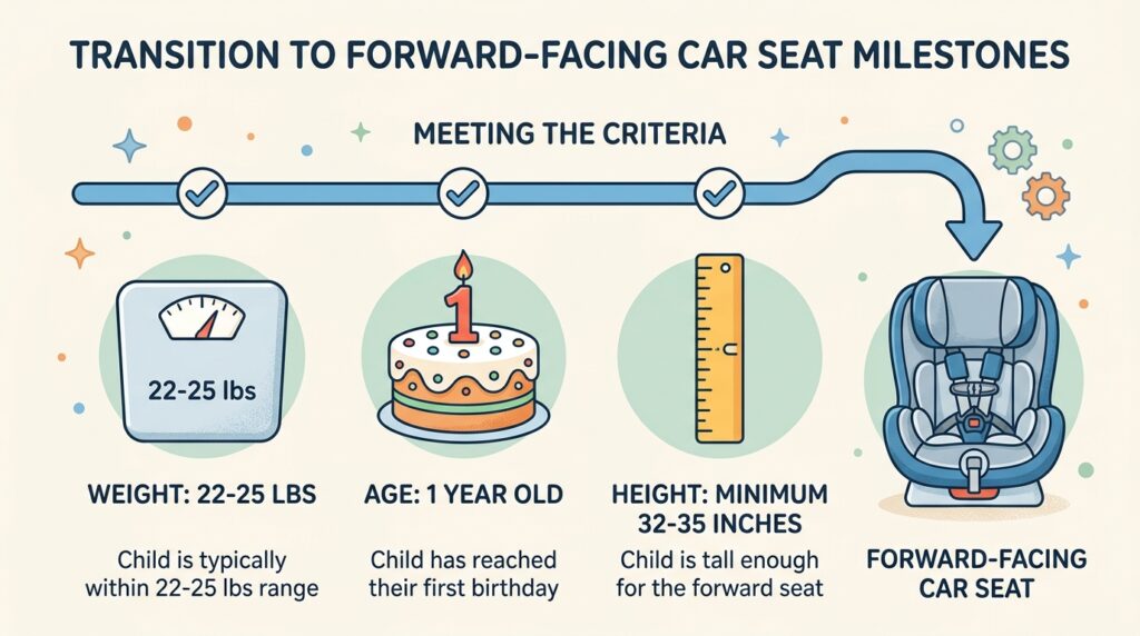 baby weight age and height requirements to face forward in car seat