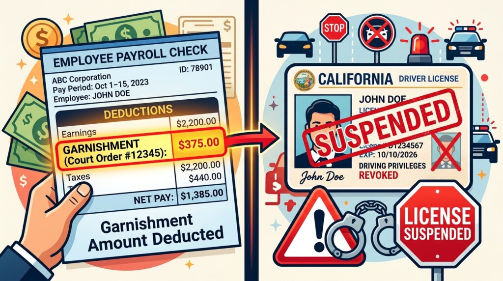child support enforcement wage garnishment and license suspension