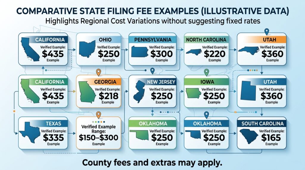 Name change filing fees by state and county comparison