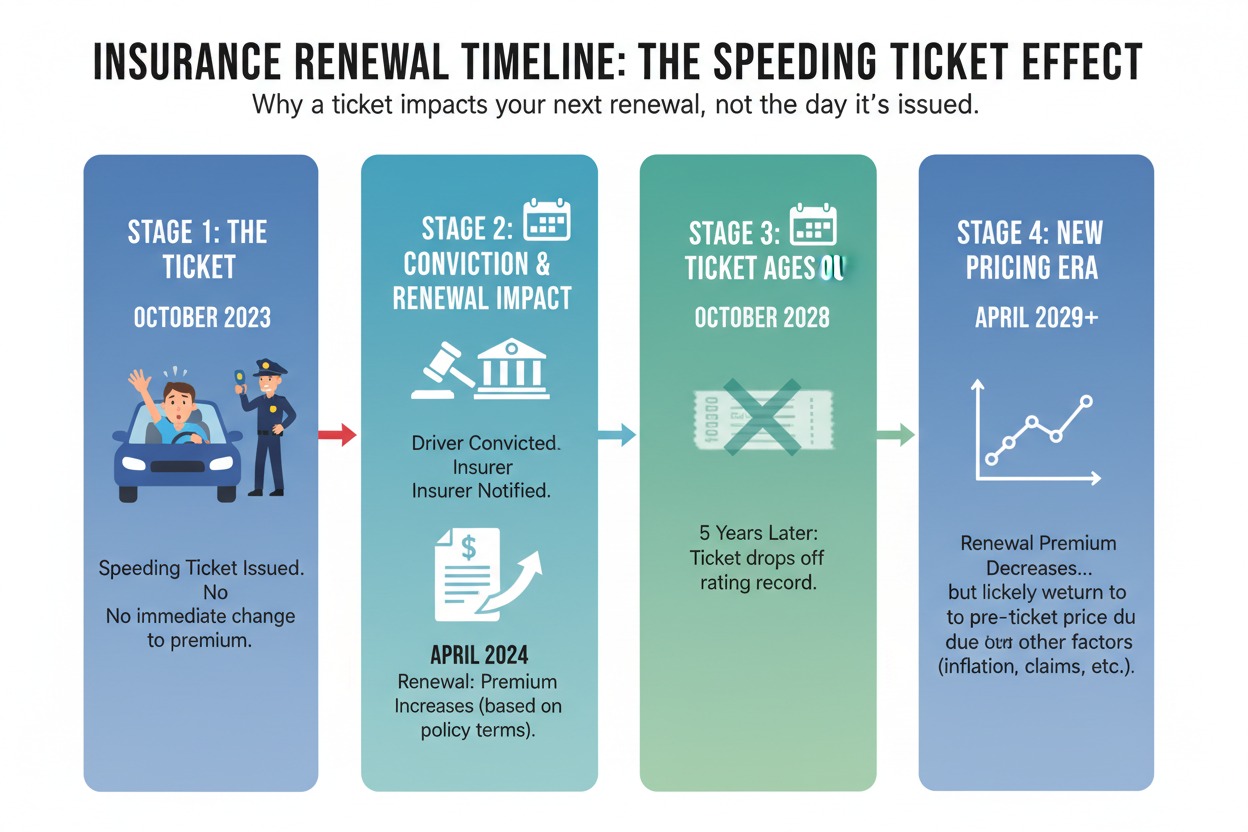 How long does a speeding ticket affect your insurance after conviction
