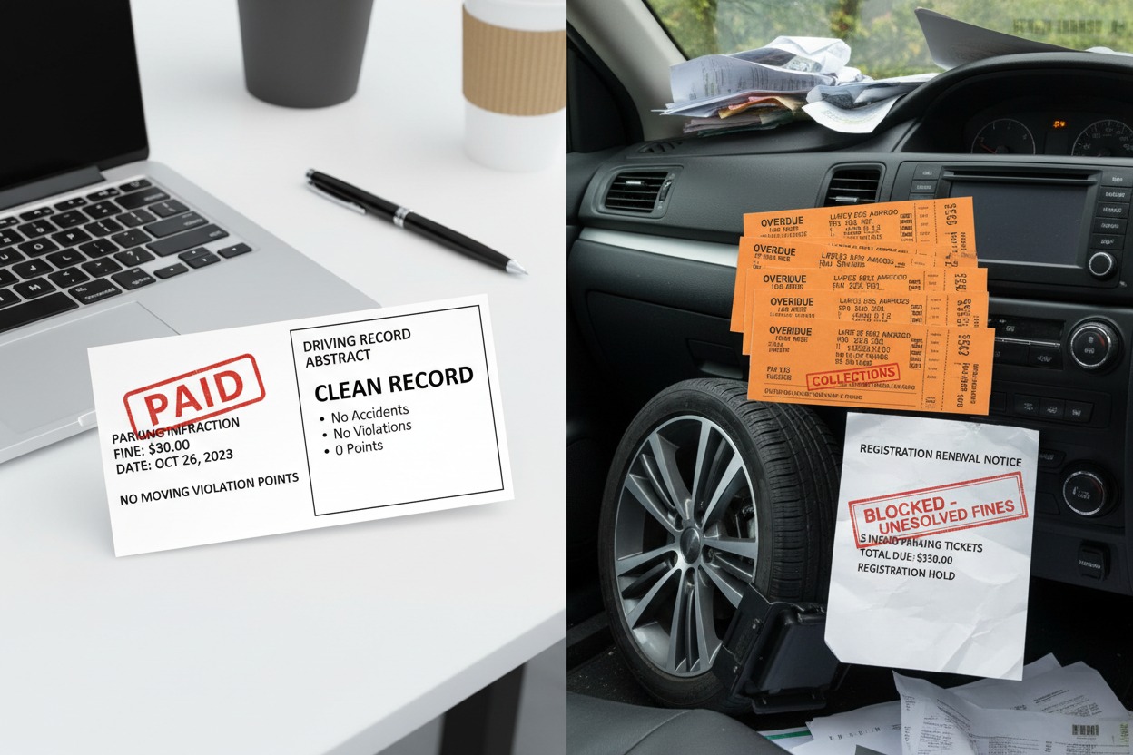 Do parking tickets go on your record or block vehicle registration