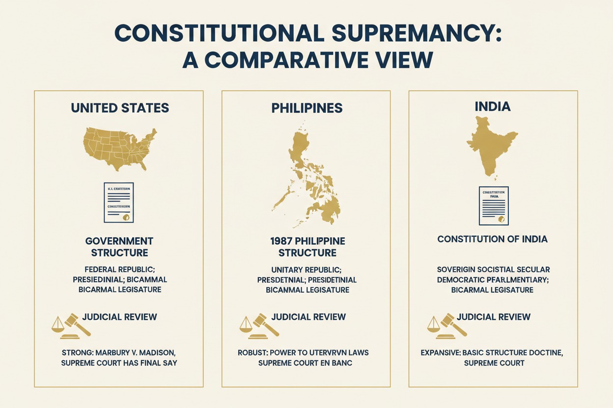 Supreme law of the land comparison for the United States, Philippines and India