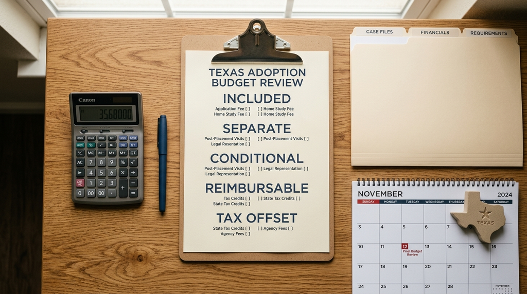 Checklist for comparing total Texas adoption costs and excluded fees