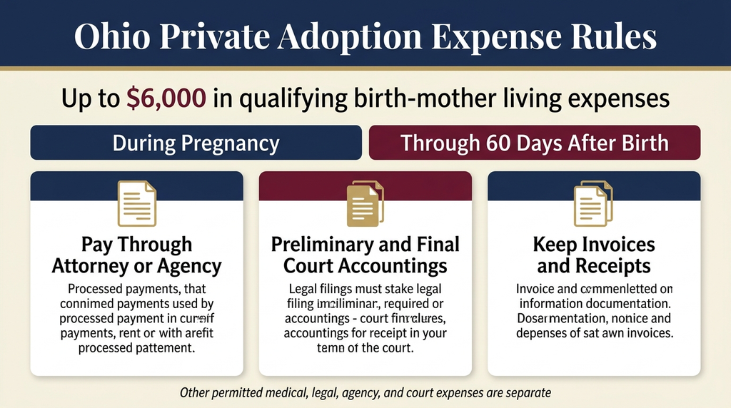Ohio rules for birth-mother living expenses in private adoption