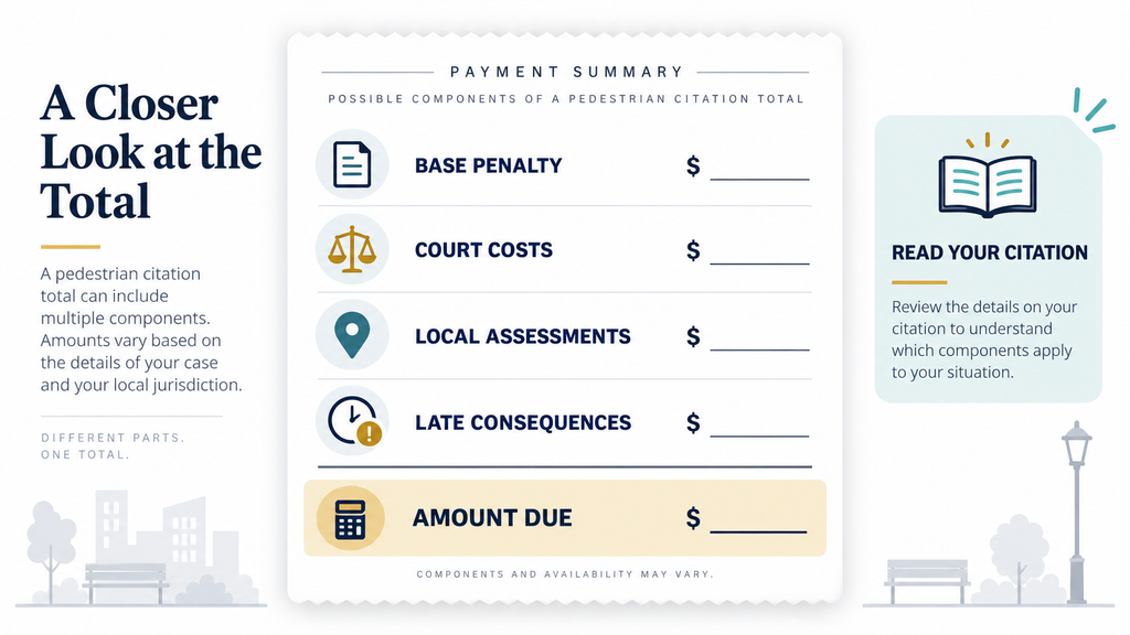 Factors that can determine the total cost of a jaywalking ticket