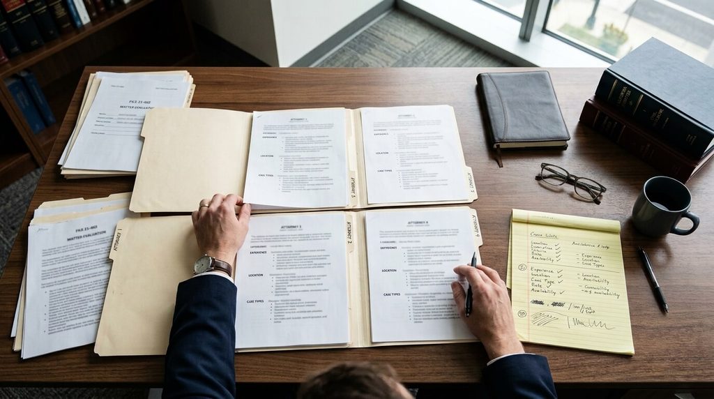Comparing personal injury law firms before choosing an attorney